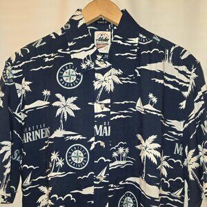 Reyn Spooner Men's Seattle Mariners Button-Front Short Sleeve Shirt Dark Navy